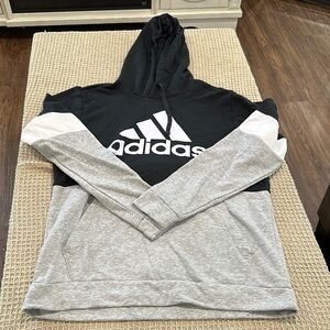 Adidas Black and Gray Sweatshirt Hoodie XL